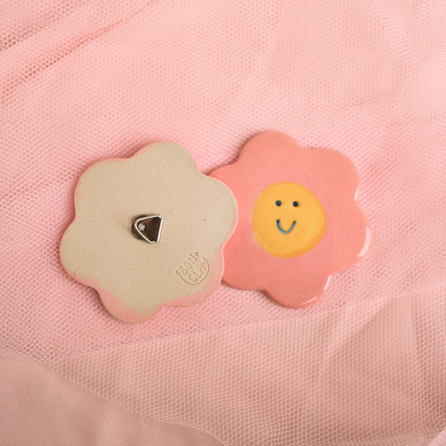 happy flower ceramic wall hanging