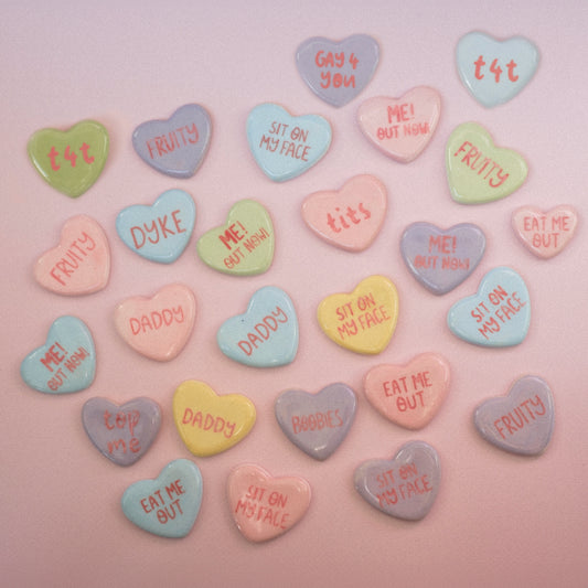 ceramic candy heart magnets